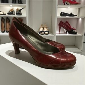 VanEli Red Leather Block Heel Pumps 6M